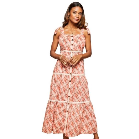 Spartina 449 Baylor Pink House Boho Floral Maxi Dress - Picture 2 of 9
